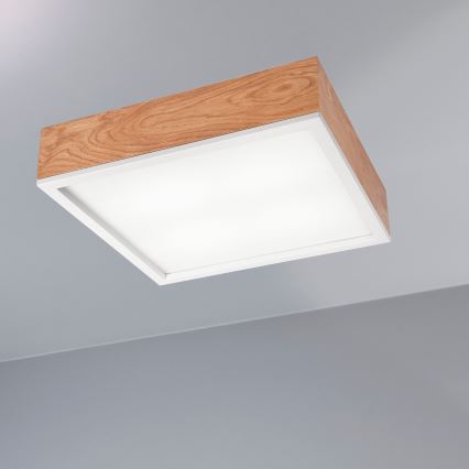 Plafondlamp OAK SQUARE 4xE27/15W/230V 39x39 cm eiken/wit