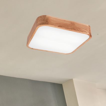 Plafondlamp OAK SQUARE 4xE27/15W/230V 45x45 cm eiken