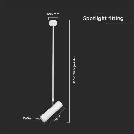 Plafondlamp aan staaf 1xGU10/35W/230V wit