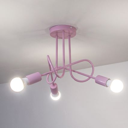 Plafondlamp OXFORD 3xE27/15W/230V roze