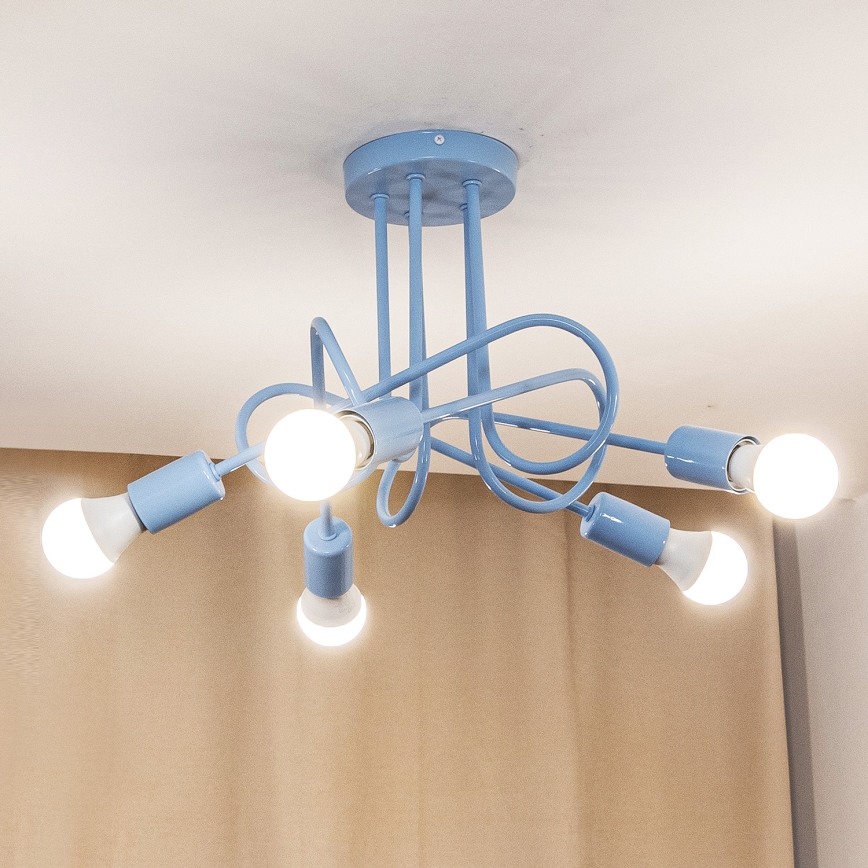 Plafondlamp OXFORD 5xE27/15W/230V blauw