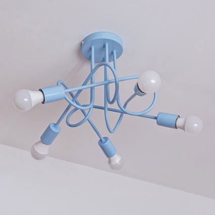 Plafondlamp OXFORD 5xE27/15W/230V blauw