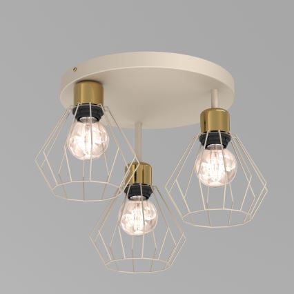 Plafondlamp PARKLA 3xE27/15W/230V beige/goud