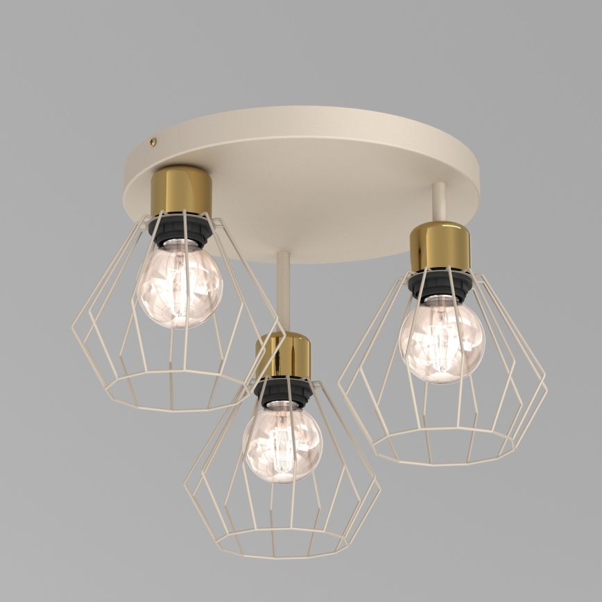 Plafondlamp PARKLA 3xE27/15W/230V beige/goud