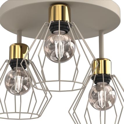Plafondlamp PARKLA 3xE27/15W/230V beige/goud