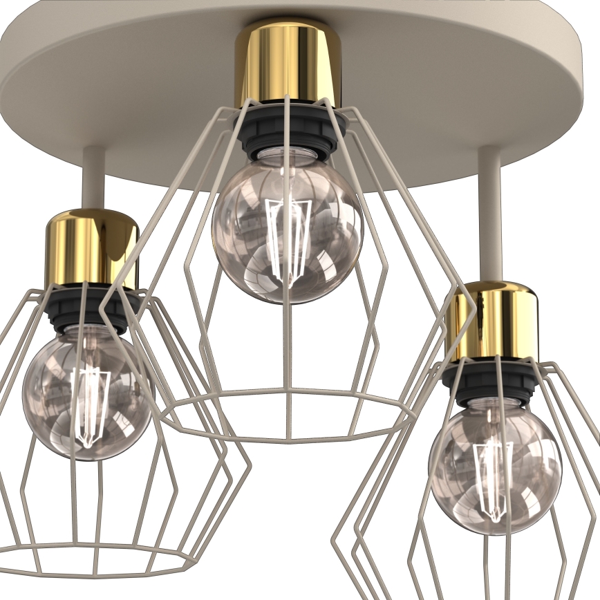 Plafondlamp PARKLA 3xE27/15W/230V beige/goud