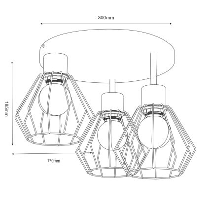 Plafondlamp PARKLA 3xE27/15W/230V beige/goud