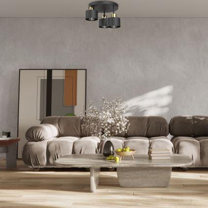 Plafondlamp PARKLA 3xE27/15W/230V zwart/goud