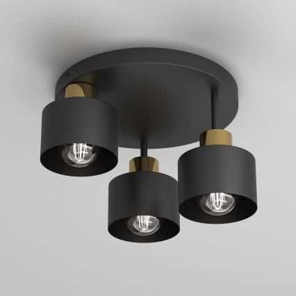 Plafondlamp PARKLA 3xE27/15W/230V zwart/goud
