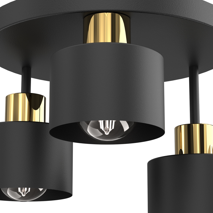 Plafondlamp PARKLA 3xE27/15W/230V zwart/goud