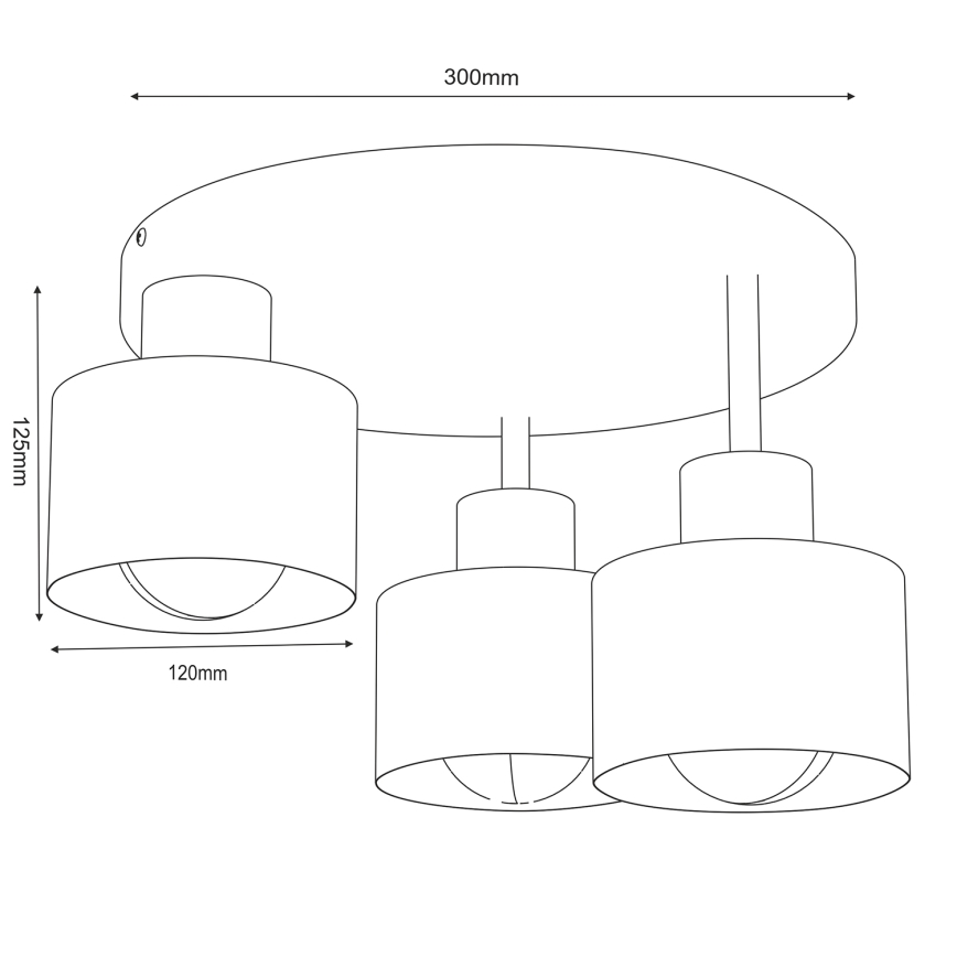 Plafondlamp PARKLA 3xE27/15W/230V zwart/goud