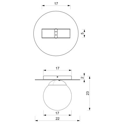 Plafondlamp PLATO 1xE14/40W/230V d. 22 cm