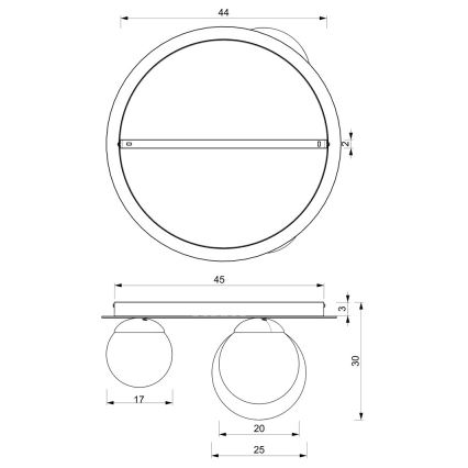 Plafondlamp PLATO 2xE14/40W/230V + 1xE27/60W/230V