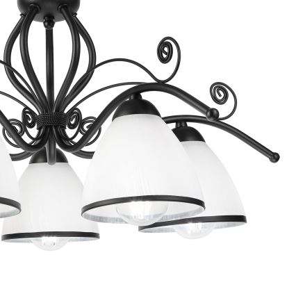Plafondlamp RETRO 5xE27/60W/230V zwart/wit