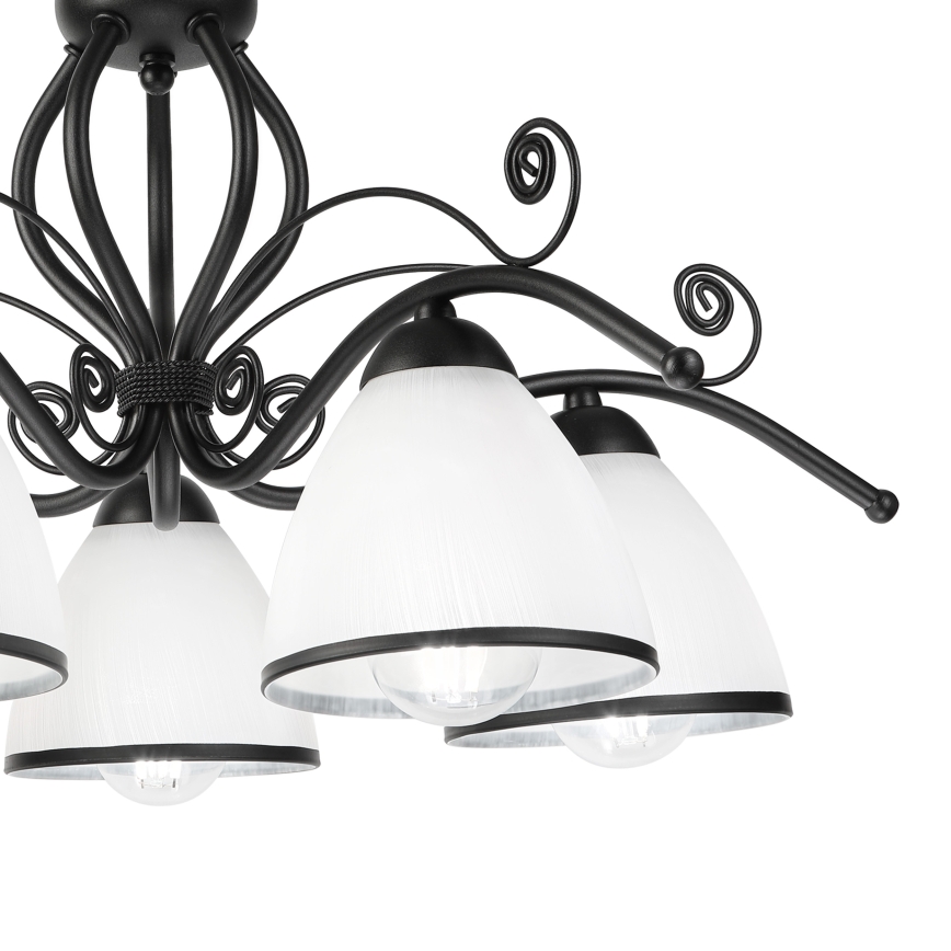 Plafondlamp RETRO 5xE27/60W/230V zwart/wit