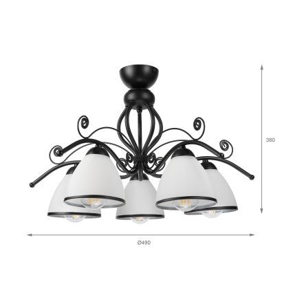 Plafondlamp RETRO 5xE27/60W/230V zwart/wit