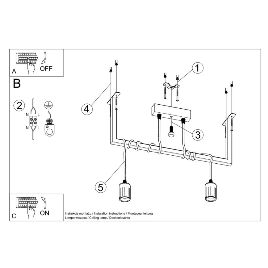 Plafondlamp SALAMANCA 2x E27 / 60W / 230V