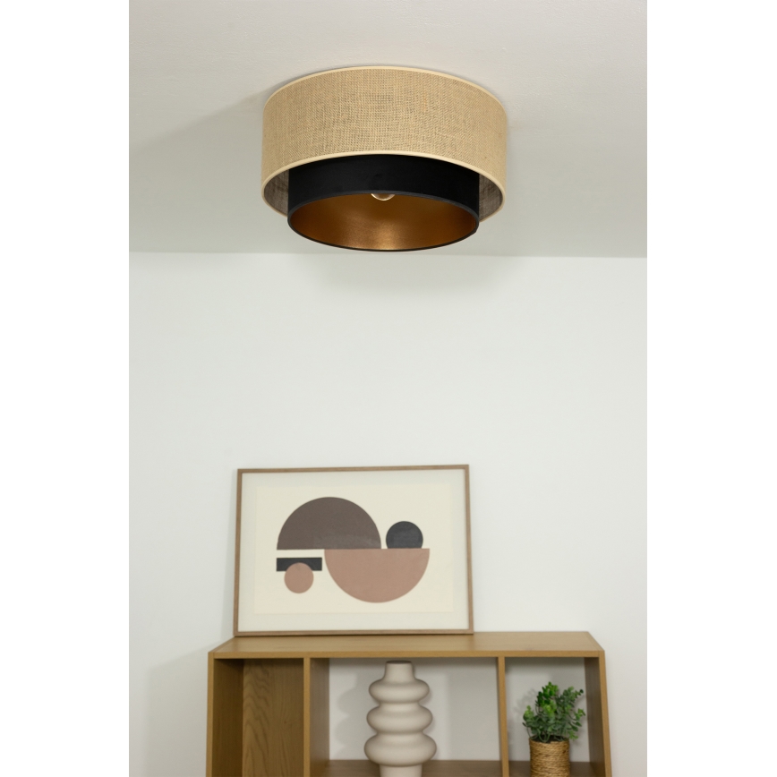 Plafondlamp SARTA 1x E27/60W/230V Ø 45 cm zwart/jute