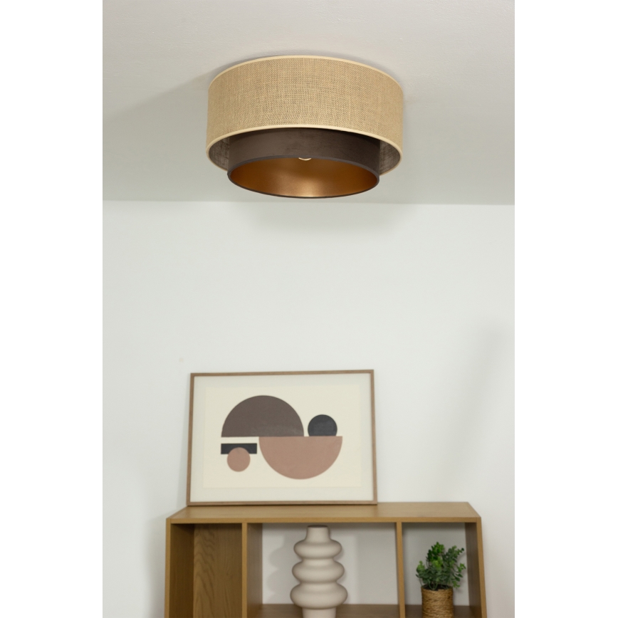 Plafondlamp SARTA 1xE27/60W/230V Ø 45 cm bruin/jute