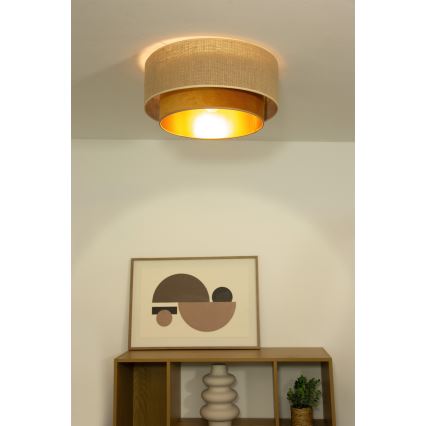 Plafondlamp SARTA 1xE27/60W/230V Ø 45 cm koper/jute