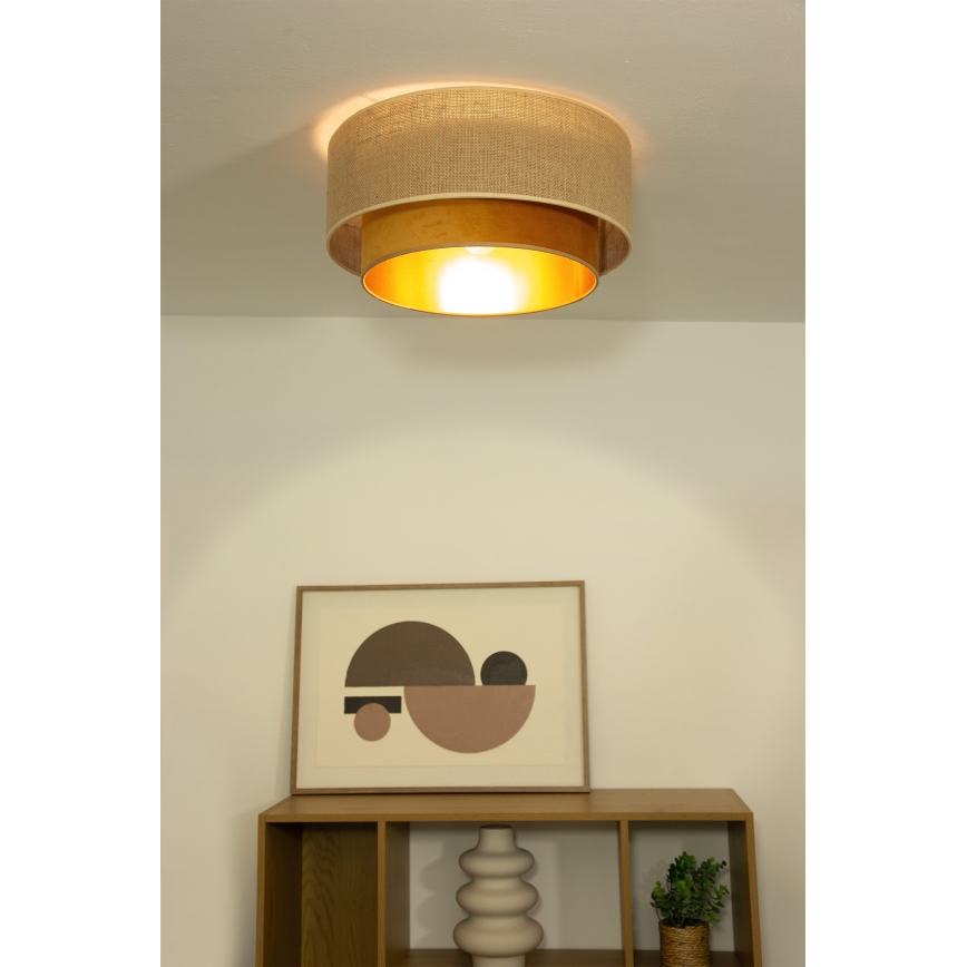 Plafondlamp SARTA 1xE27/60W/230V Ø 45 cm koper/jute