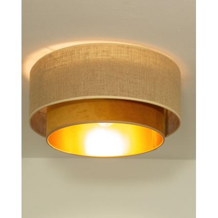 Plafondlamp SARTA 1xE27/60W/230V Ø 45 cm koper/jute