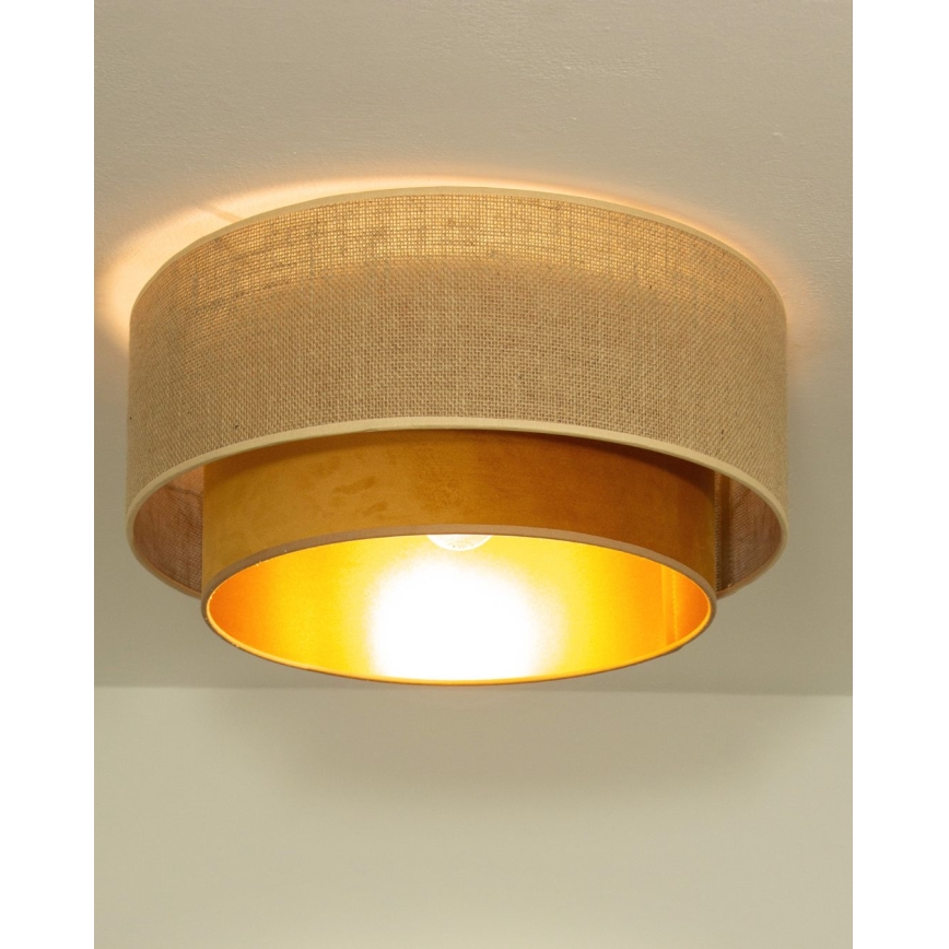 Plafondlamp SARTA 1xE27/60W/230V Ø 45 cm koper/jute