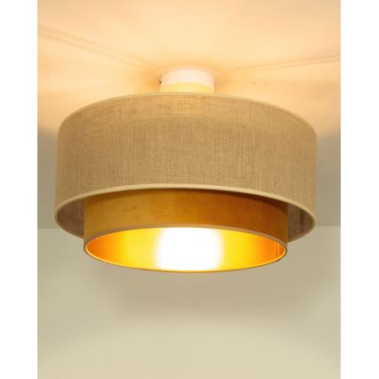 Plafondlamp SARTA 1xE27/60W/230V Ø 45 cm koper/jute