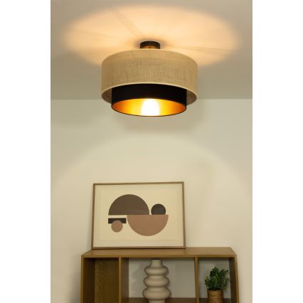 Plafondlamp SARTA 1xE27/60W/230V Ø 45 cm zwart/jute