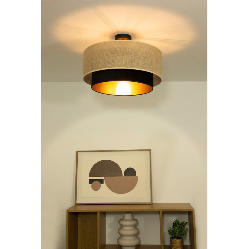 Plafondlamp SARTA 1xE27/60W/230V Ø 45 cm zwart/jute