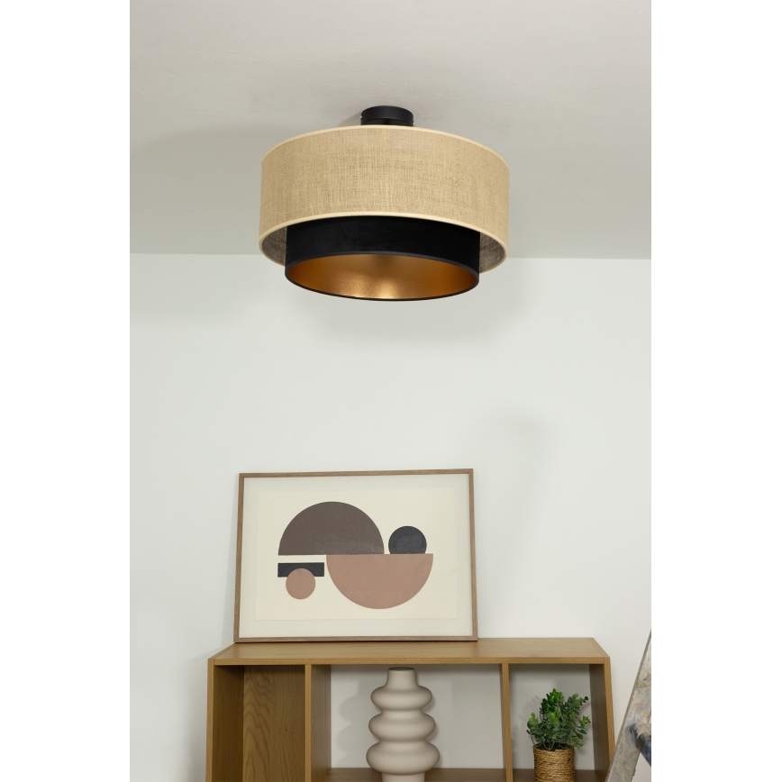 Plafondlamp SARTA 1xE27/60W/230V Ø 45 cm zwart/jute