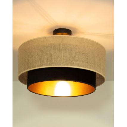 Plafondlamp SARTA 1xE27/60W/230V Ø 45 cm zwart/jute