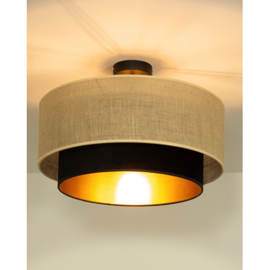 Plafondlamp SARTA 1xE27/60W/230V Ø 45 cm zwart/jute