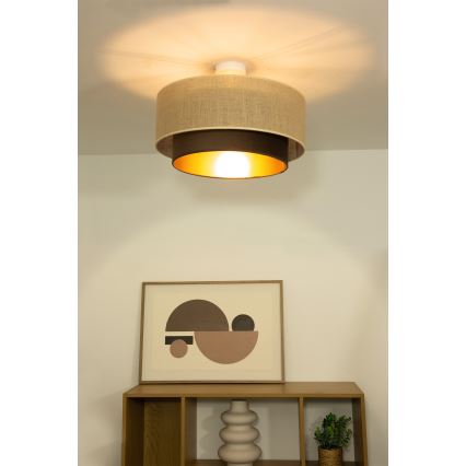 Plafondlamp SARTA 1xE27/60W/230V Ø45 cm bruin/jute