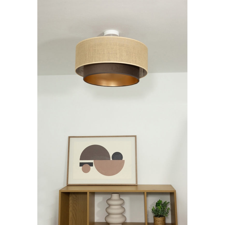Plafondlamp SARTA 1xE27/60W/230V Ø45 cm bruin/jute