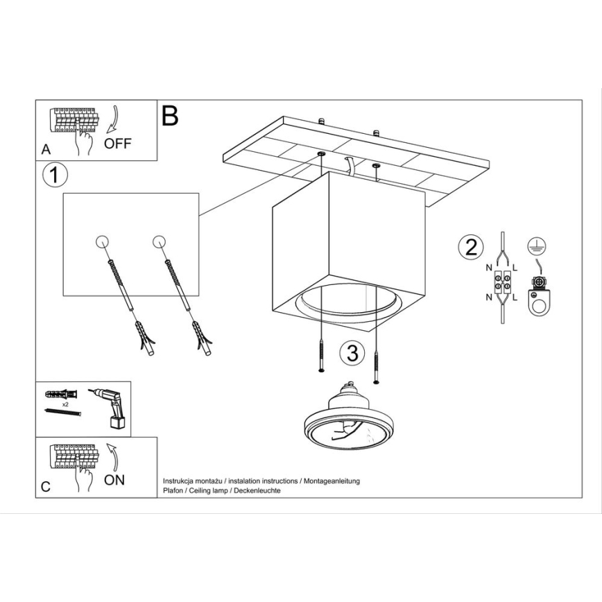 Plafondlamp SEIDA 1xGU10 / 40W / 230V