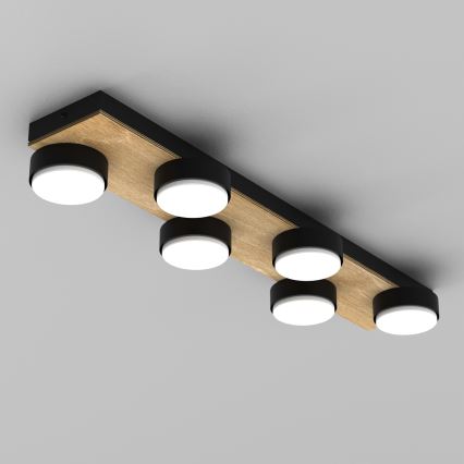 Plafondlamp SEMA 6xGX53/15W/230V zwart/bruin/eiken