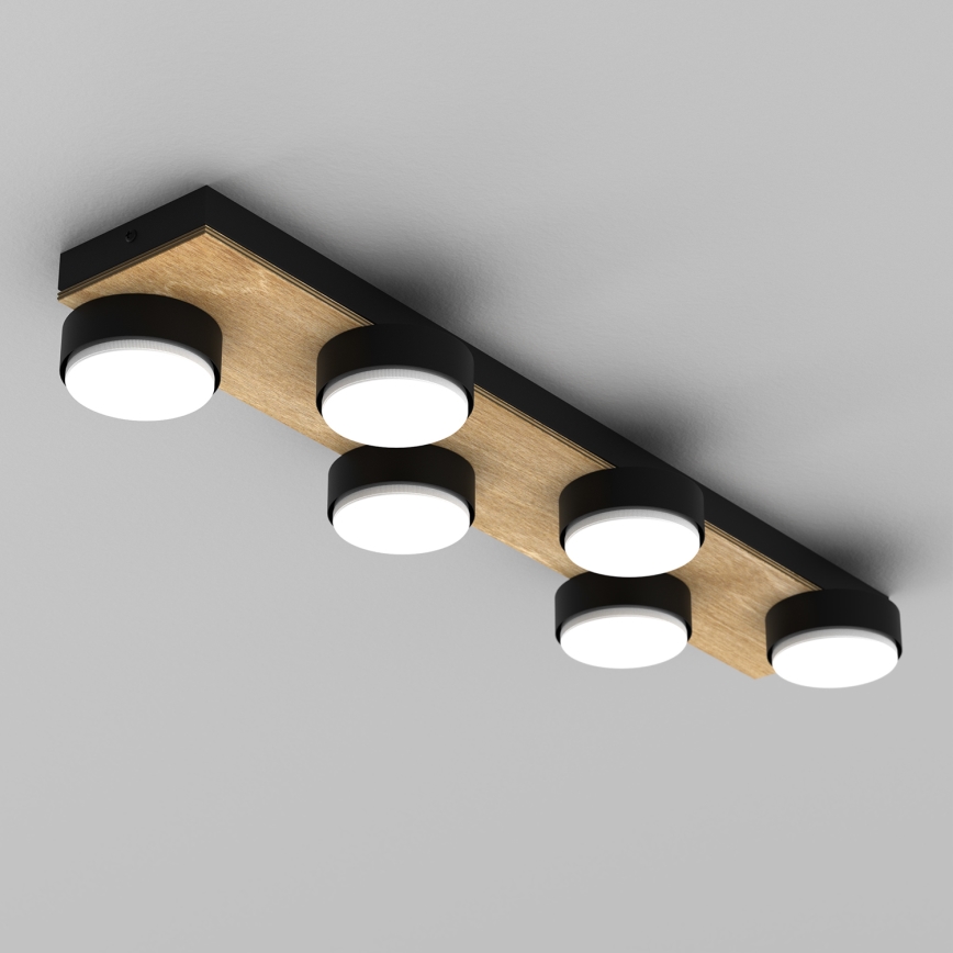 Plafondlamp SEMA 6xGX53/15W/230V zwart/bruin/eiken