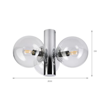Plafondlamp SFERIO 3xE14/5W/230V glanzend chroom/helder