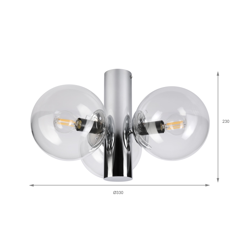 Plafondlamp SFERIO 3xE14/5W/230V glanzend chroom/helder