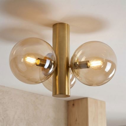Plafondlamp SFERIO 3xE14/5W/230V messing/rookbeige