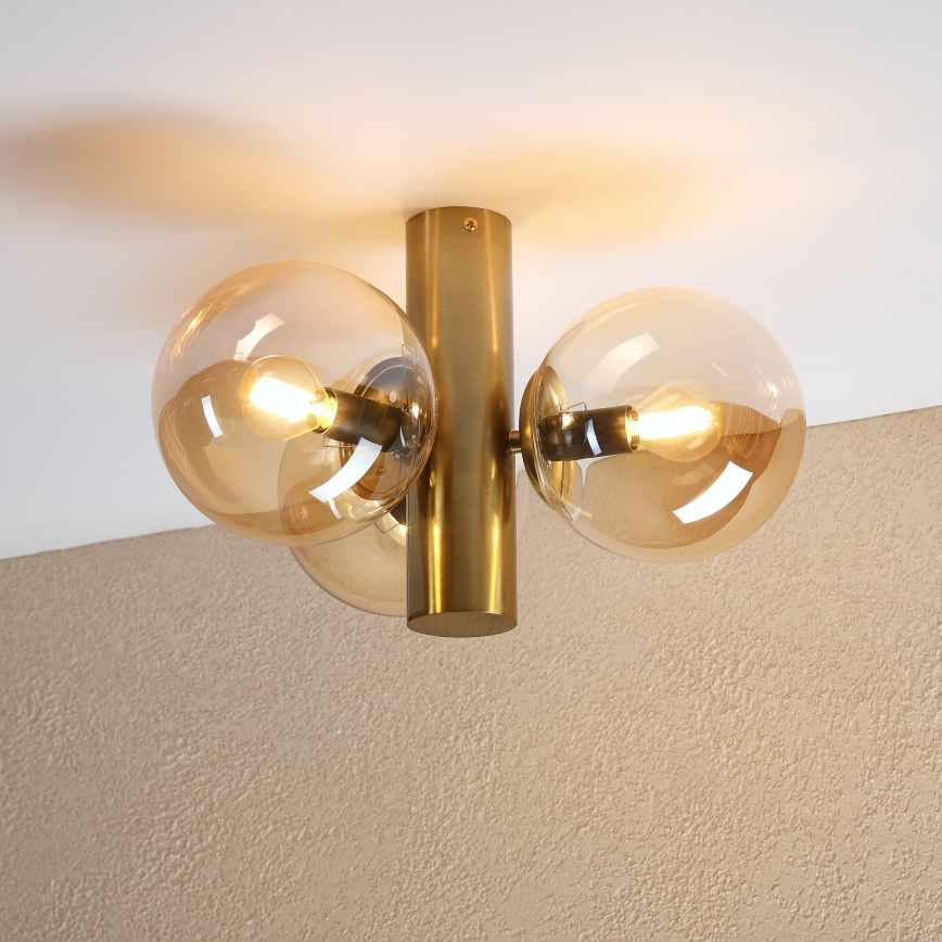 Plafondlamp SFERIO 3xE14/5W/230V messing/rookbeige