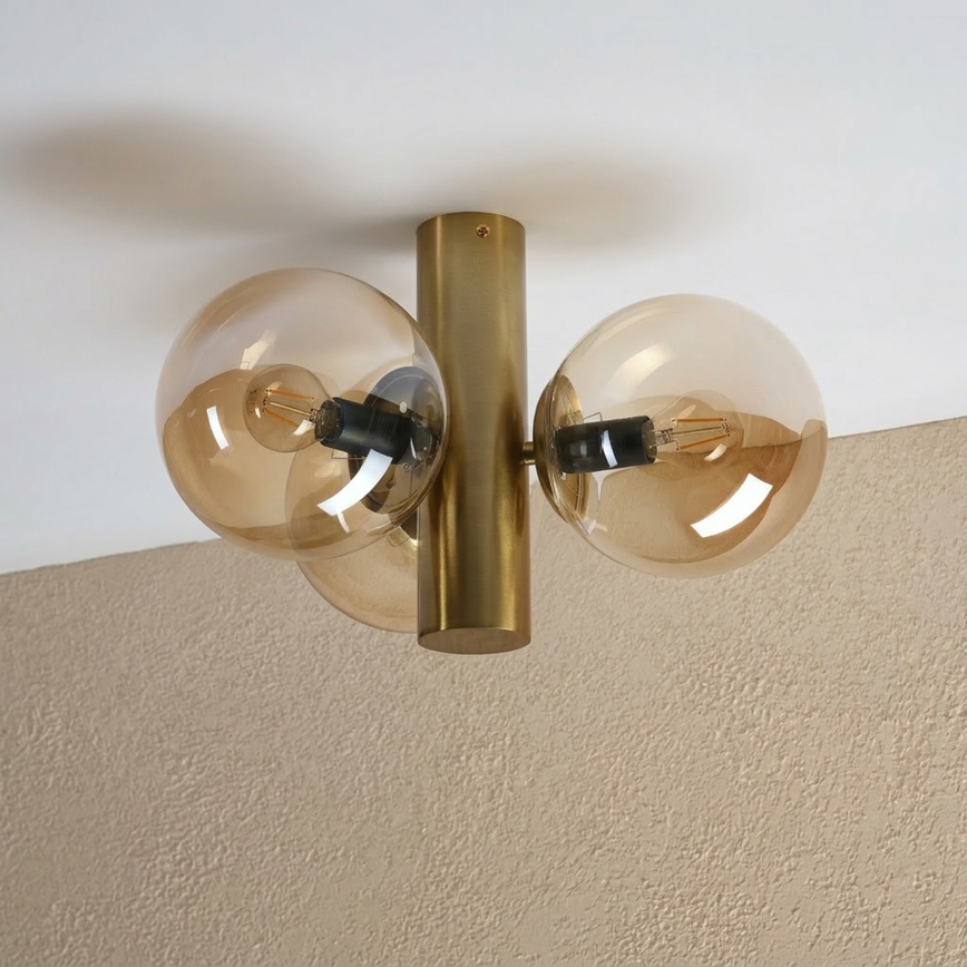 Plafondlamp SFERIO 3xE14/5W/230V messing/rookbeige