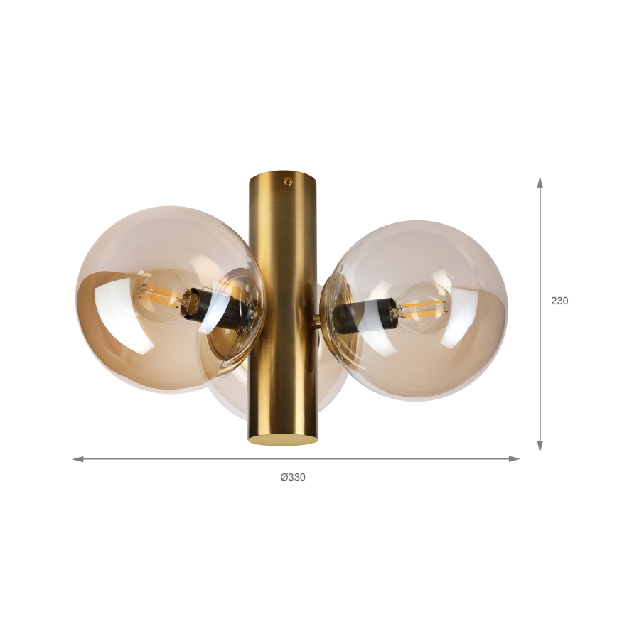 Plafondlamp SFERIO 3xE14/5W/230V messing/rookbeige