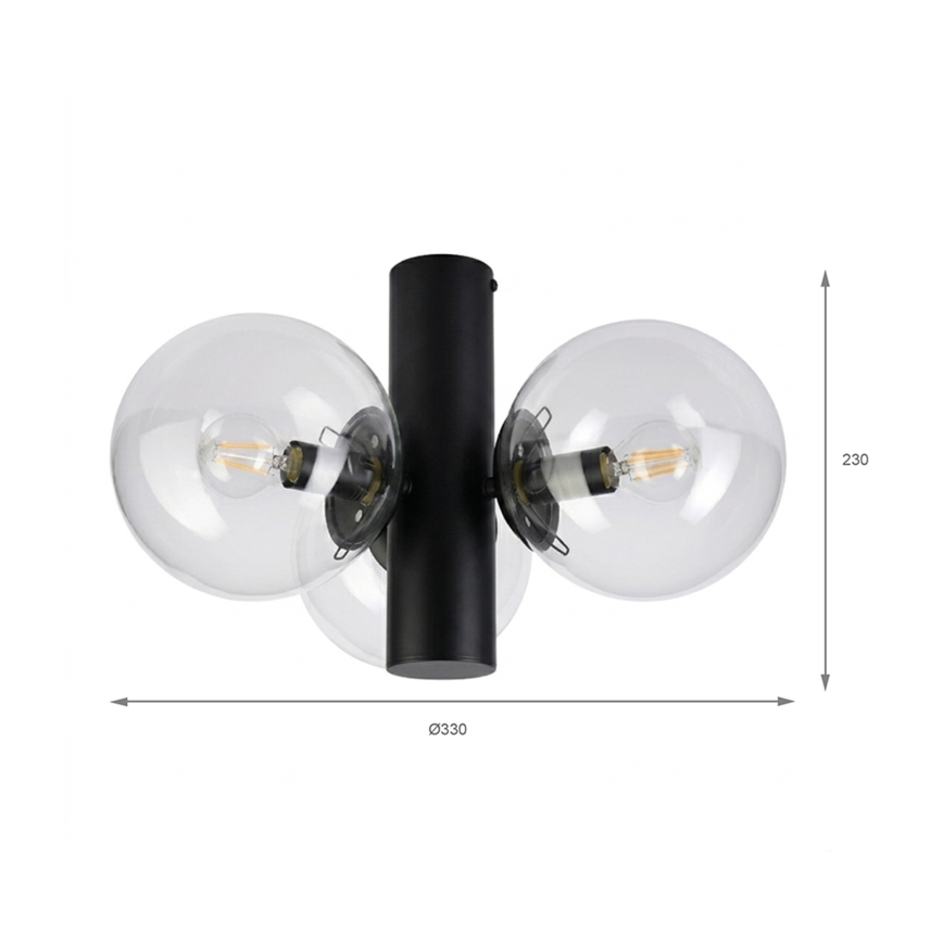 Plafondlamp SFERIO 3xE14/5W/230V zwart/helder
