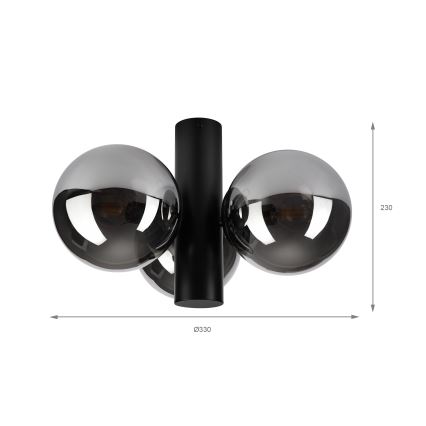 Plafondlamp SFERIO 3xE14/5W/230V zwart/rookzwart