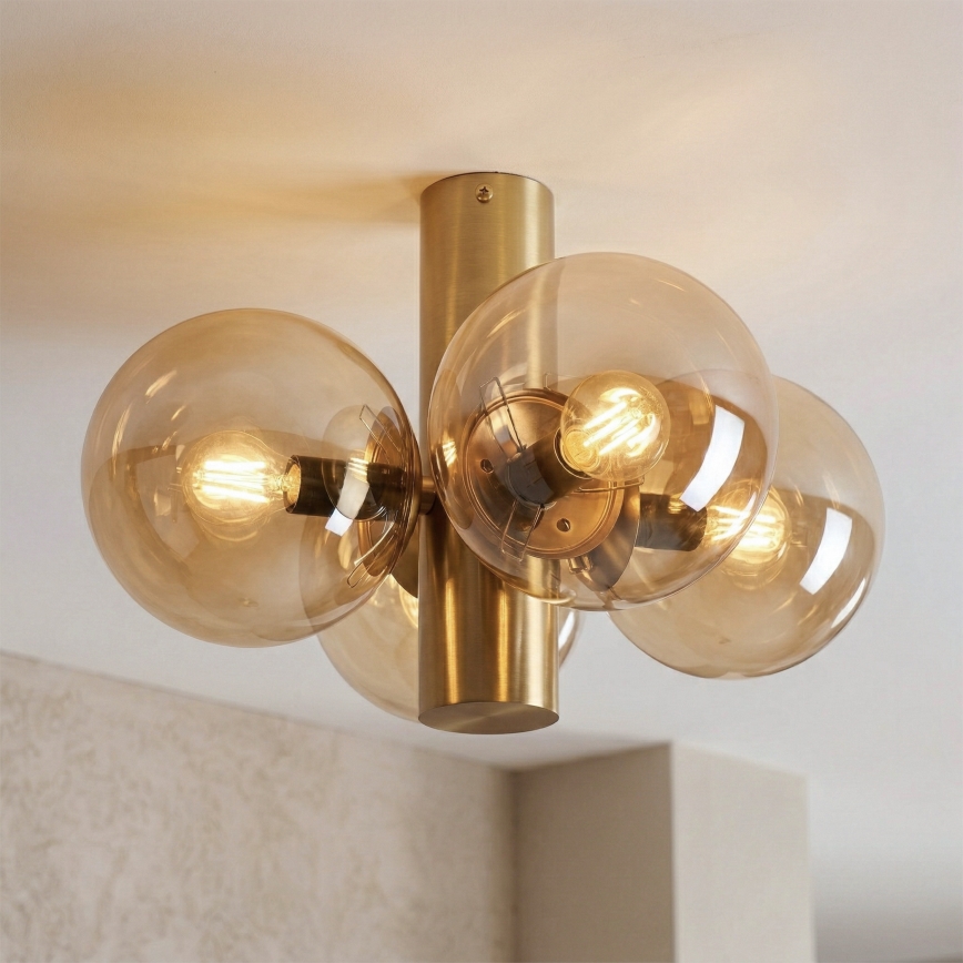 Plafondlamp SFERIO 4xE14/5W/230V messing/rookbeige