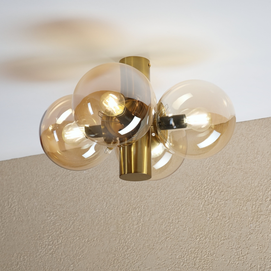 Plafondlamp SFERIO 4xE14/5W/230V messing/rookbeige