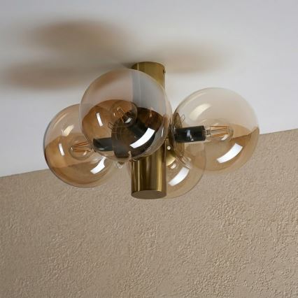 Plafondlamp SFERIO 4xE14/5W/230V messing/rookbeige