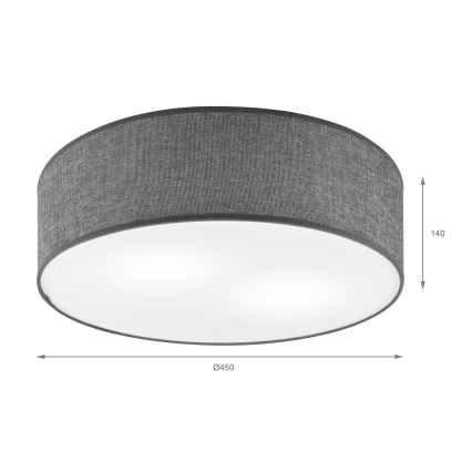 Plafondlamp SIRJA 2xE27/15W/230V Ø 45 cm grijs